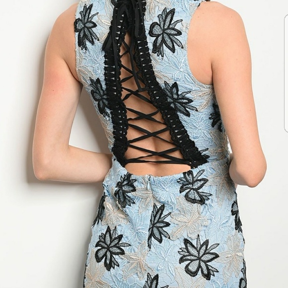 💦Light blue  black dress - Picture 3 of 3